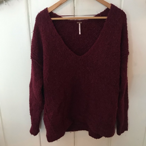 Free People Sweaters - Free People • maroon popcorn fuzzy sweater